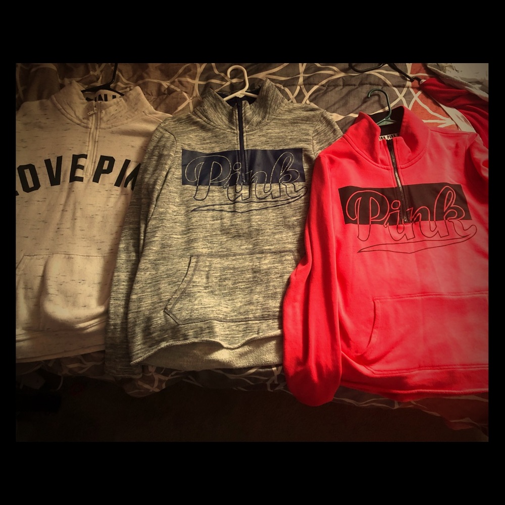 3 large pink hoodies